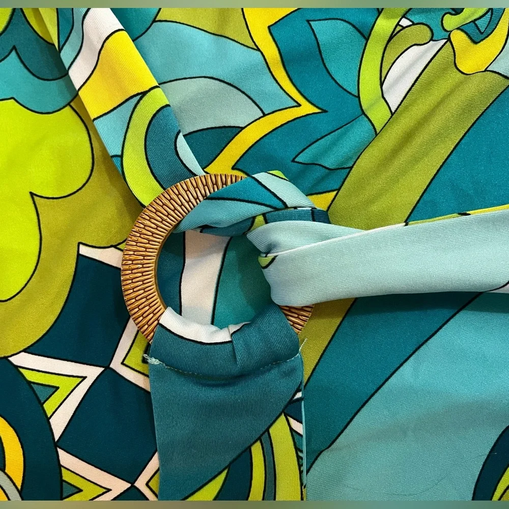 Tacera Retro 70’s Style Sleeveless Dress with Sash SZ Medium - Picture 4 of 9